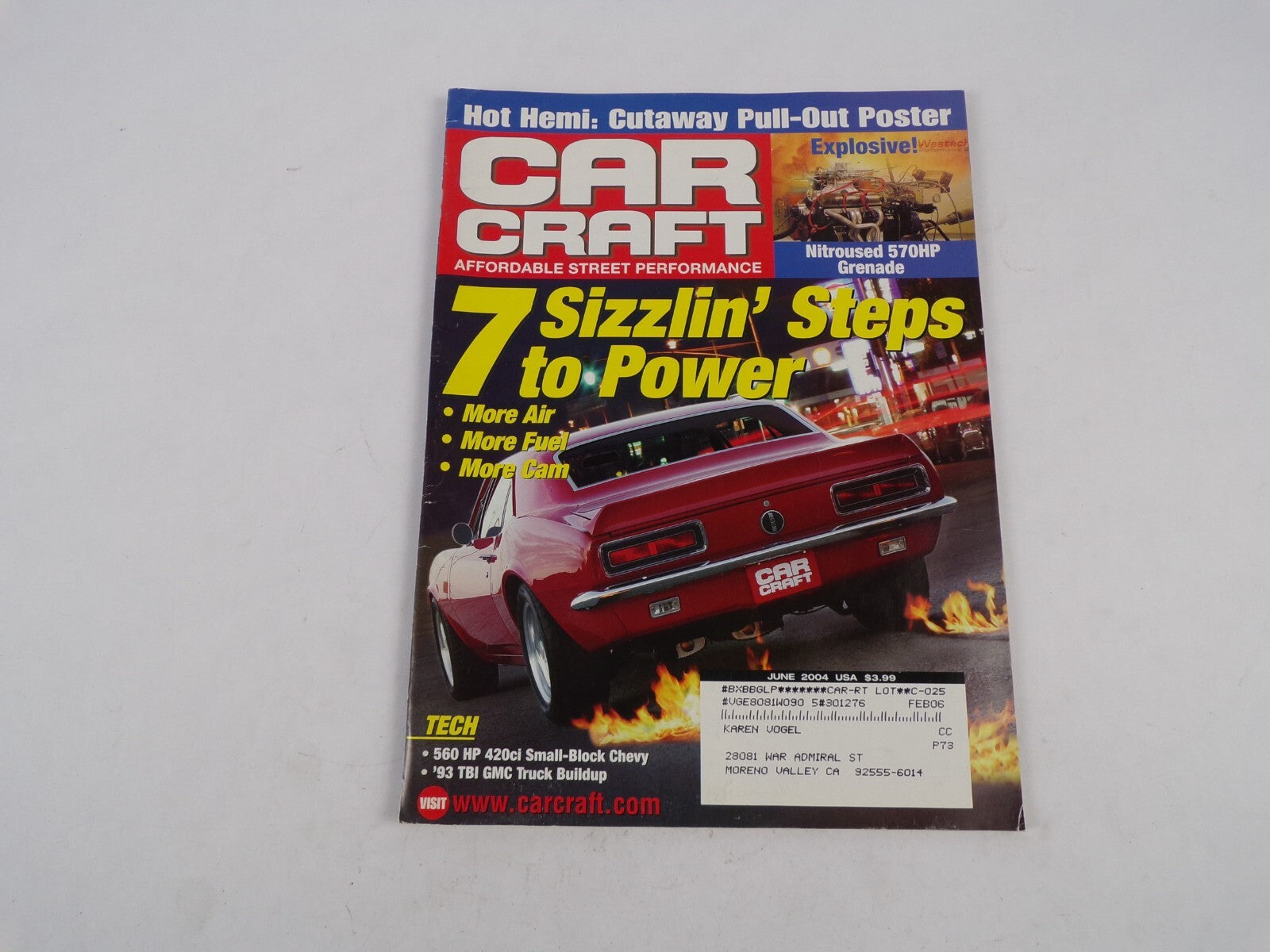 June 2004 Car Craft 7 Sizzlin' Steps To Power Hot Hemi: Cutaway Pull-Out Poster