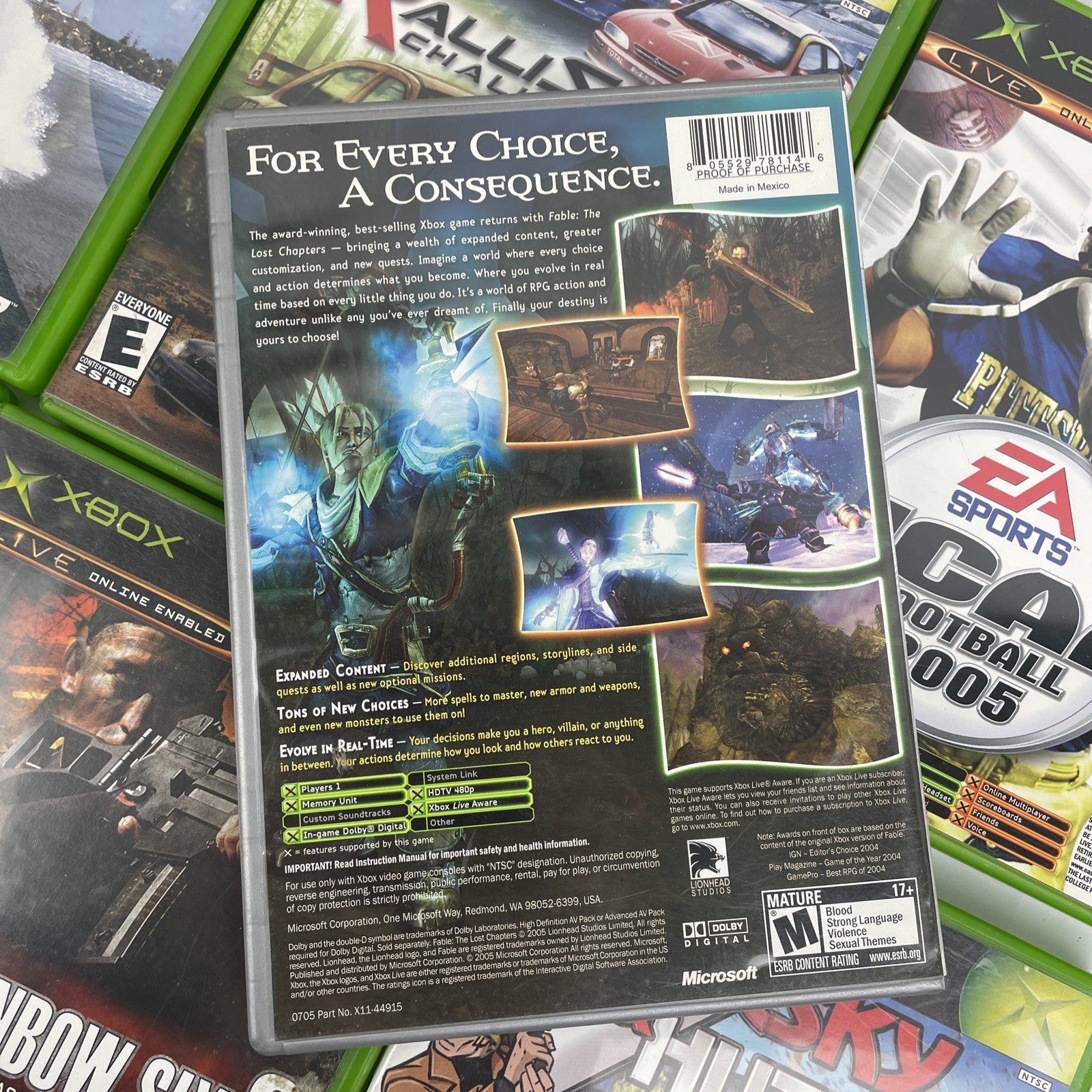X Box One Games Lot (8) NBA NCAA Football FABLE GTA III Transworld Surf Starsky