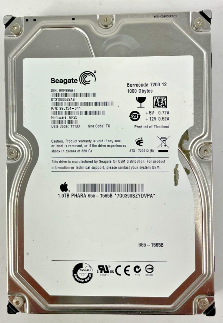 Seagate ST31000528AS 7200 RPM SATA 1 TB Internal Hard Drive Cache 32MB