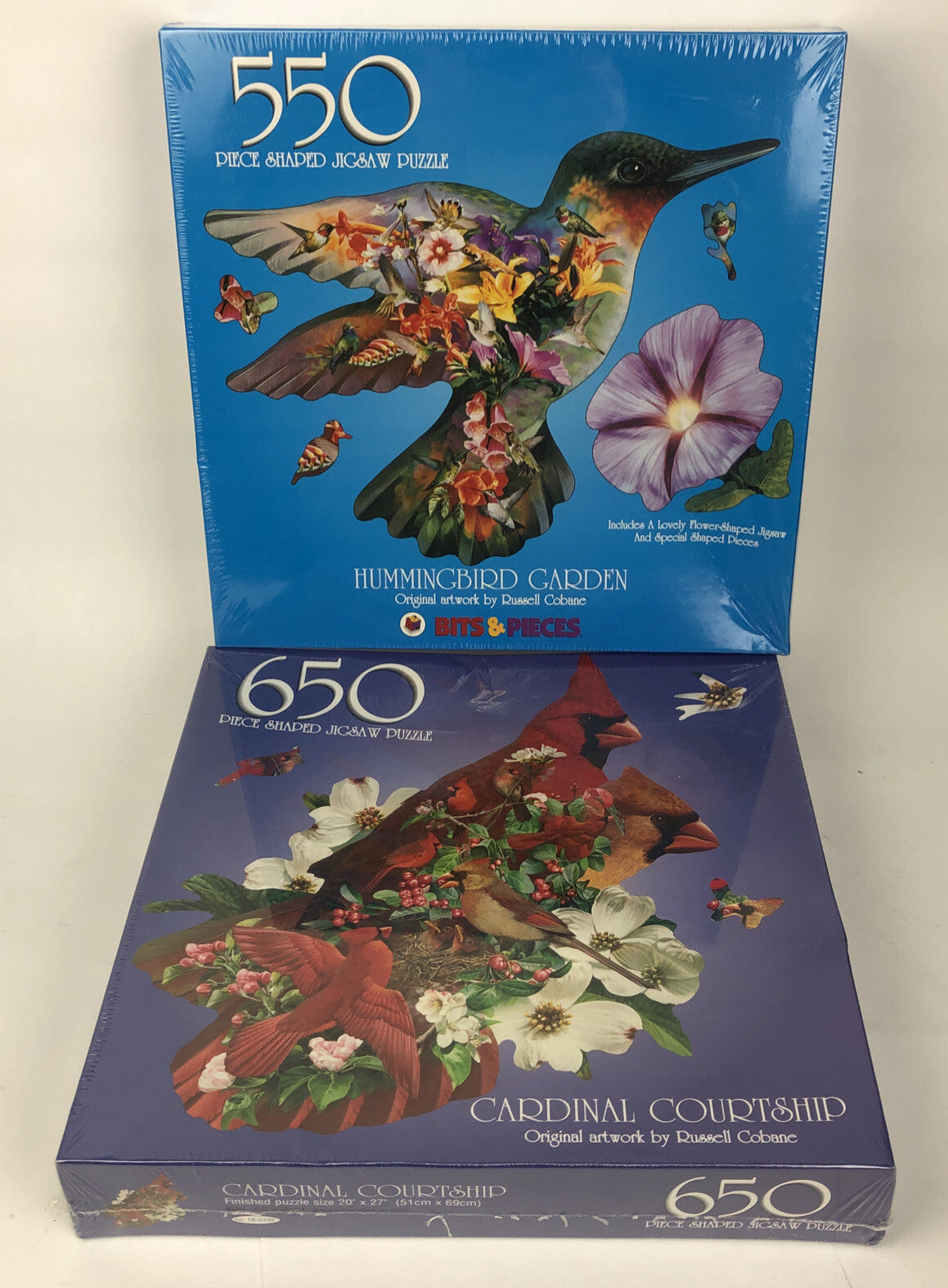 2 x NEW Russell Cobane CARDINAL COURTSHIP Hummingbird Jigsaw Puzzle 650 Pc 20x27