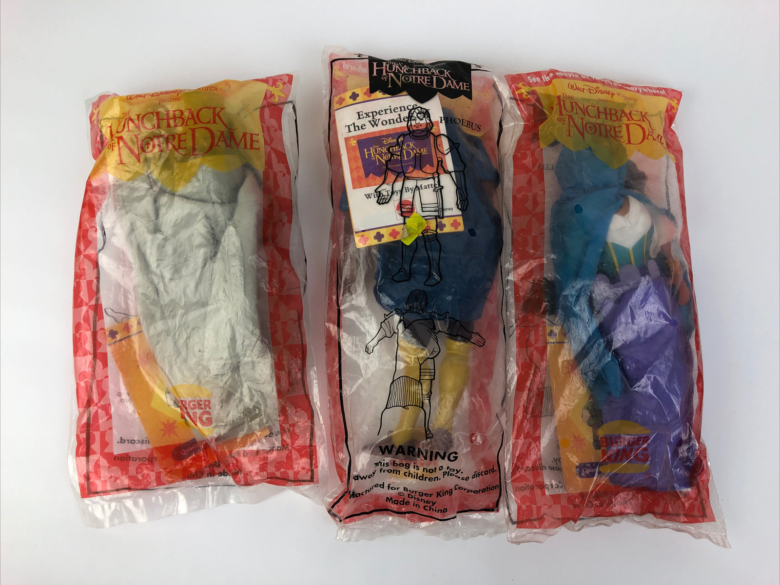 The Hunchback of Notre Dame Phoebus HUGO Esmerelda Burger King 1996 Kids Toy NEW