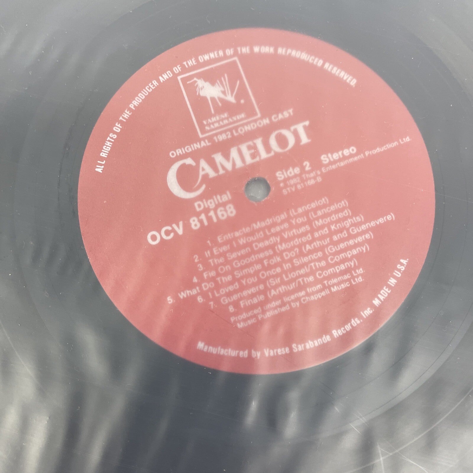 Lerner Loewe CAMELOT London Cast Soundtrack LP Richard Harris Fiona Fullerton