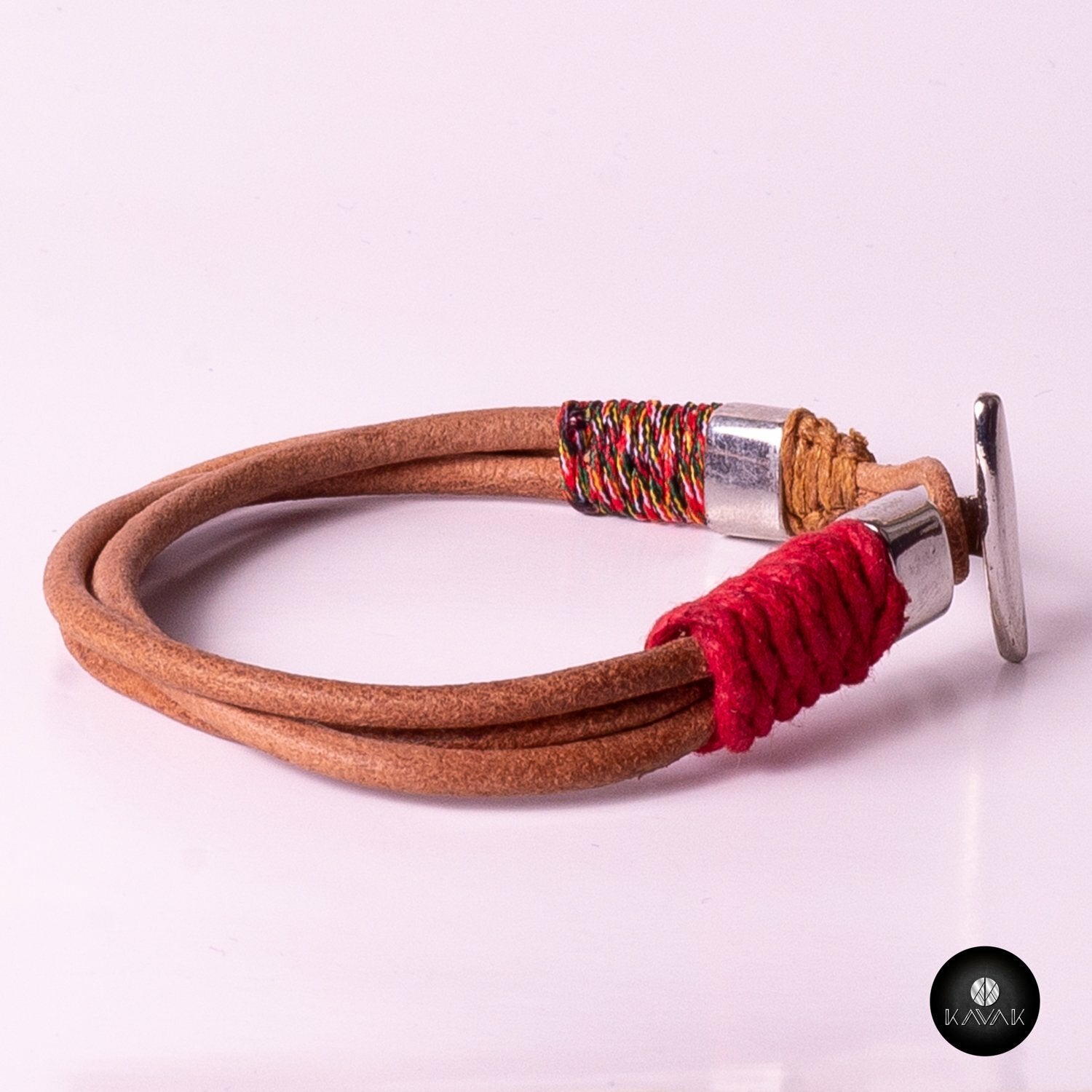 Kavak handmade braided leather cord adjustable men's bracelet