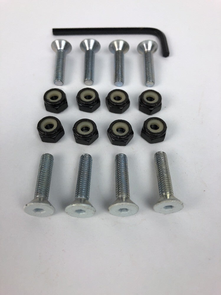 7/8" SILVER Skateboard Hardware By Grind King Grindking OEM Allen Head WHITE TOP