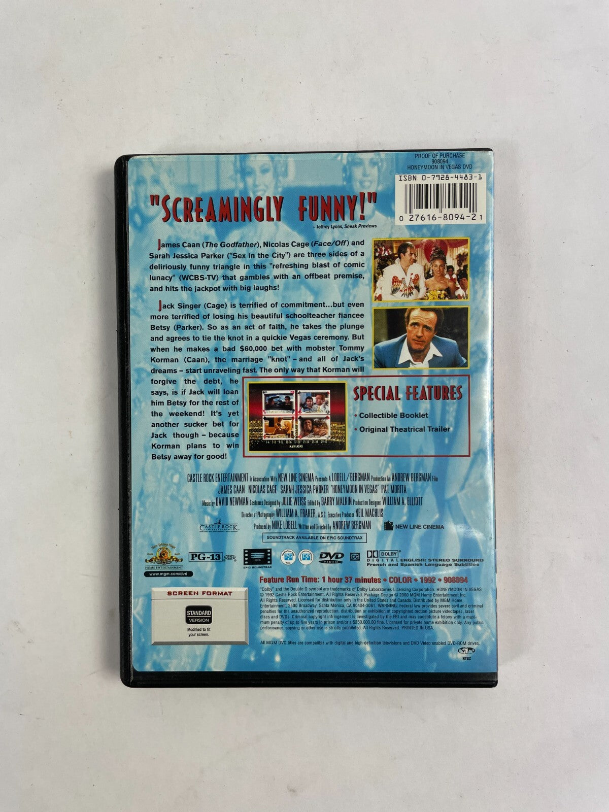 Honeymoon In Vegas DVD Movie
