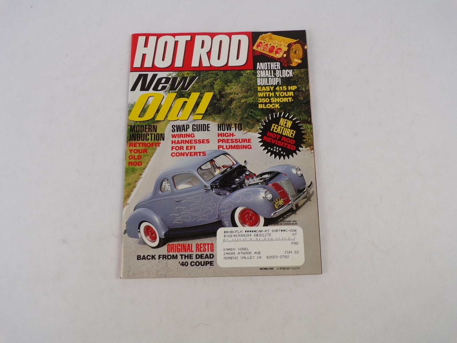 Hot Rod Magazine February 2001 EFI retrofit classic car performance issue cover
