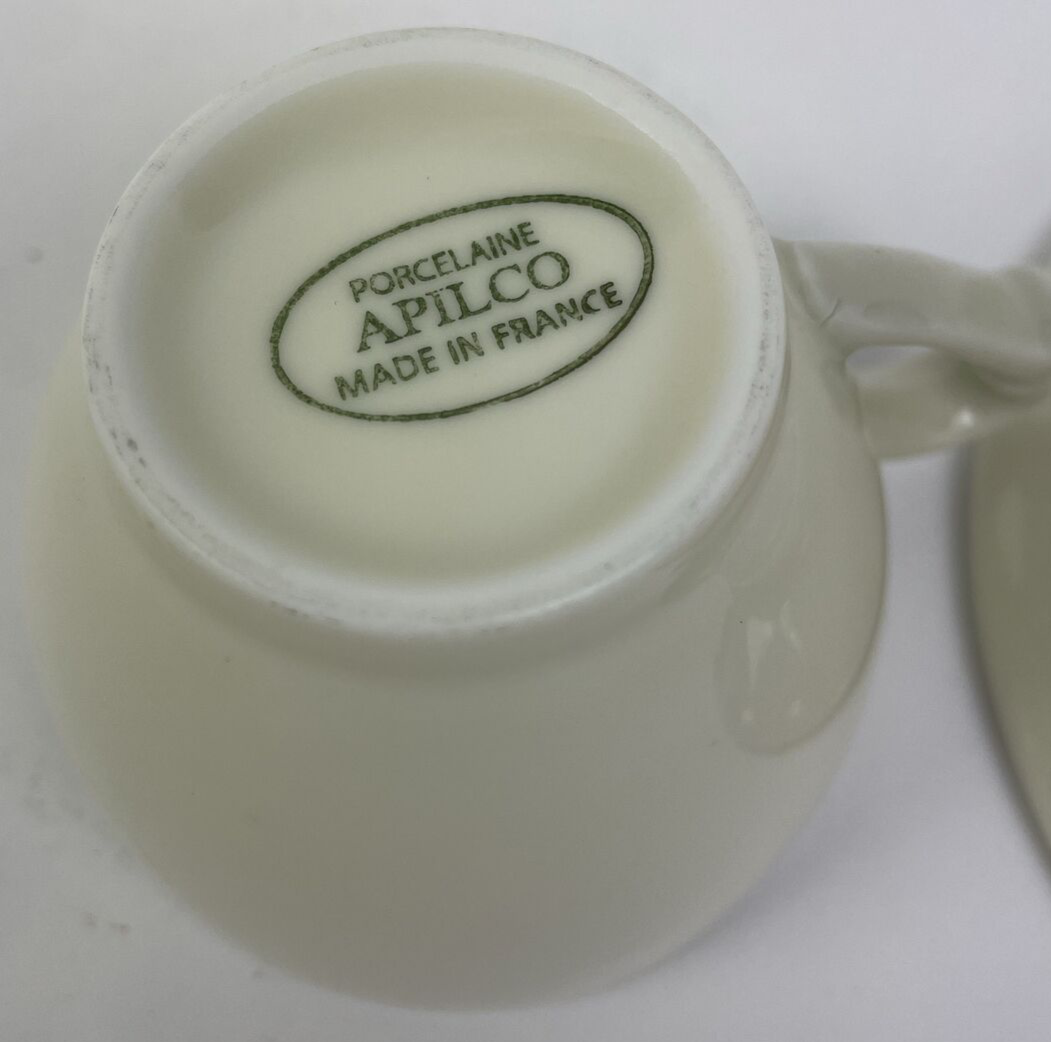Apilco France Café de Flore porcelain espresso cup and saucer white