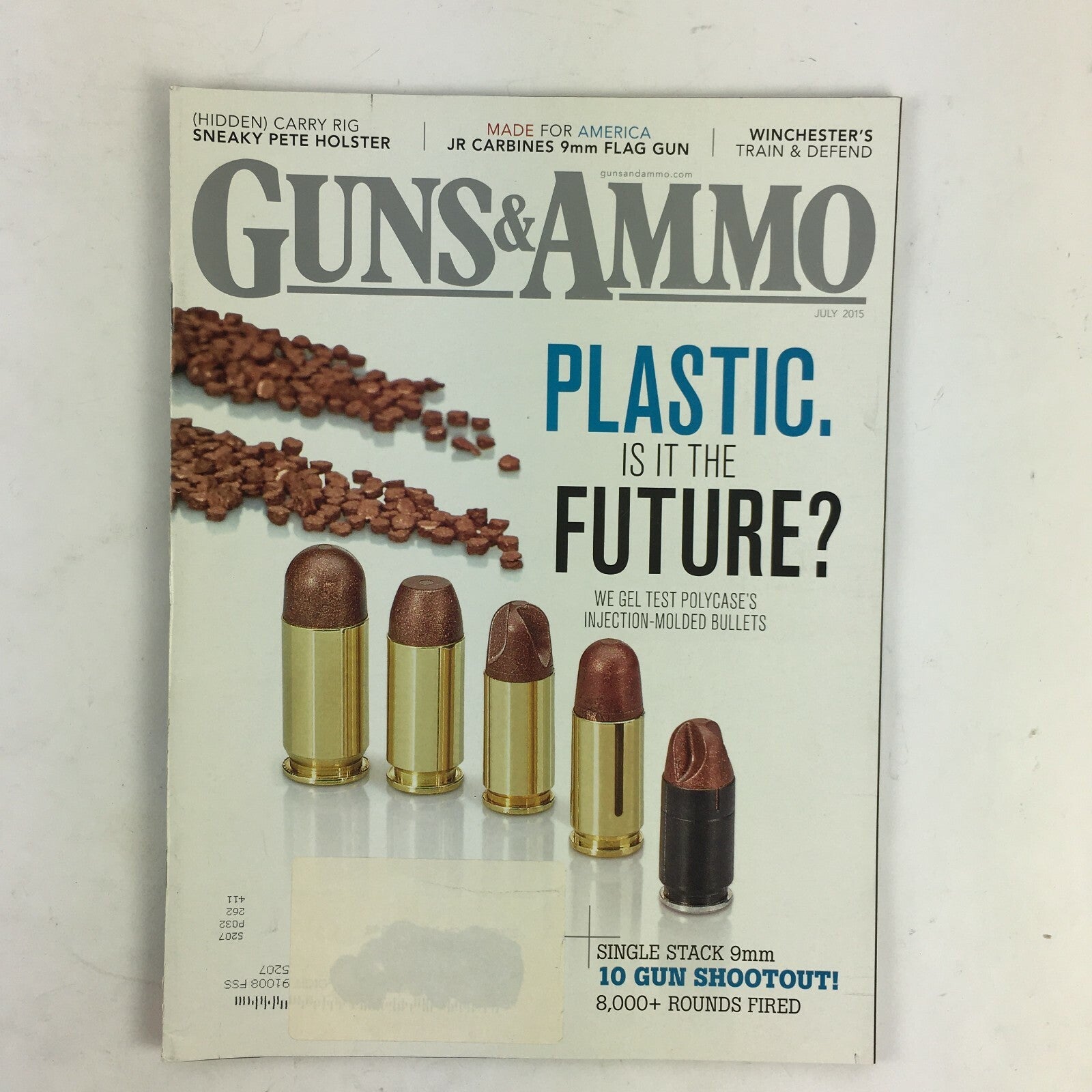 July 2015 Guns & Ammo Magazine Plastic is it the Future? Sneaky Pete Holster 9mm
