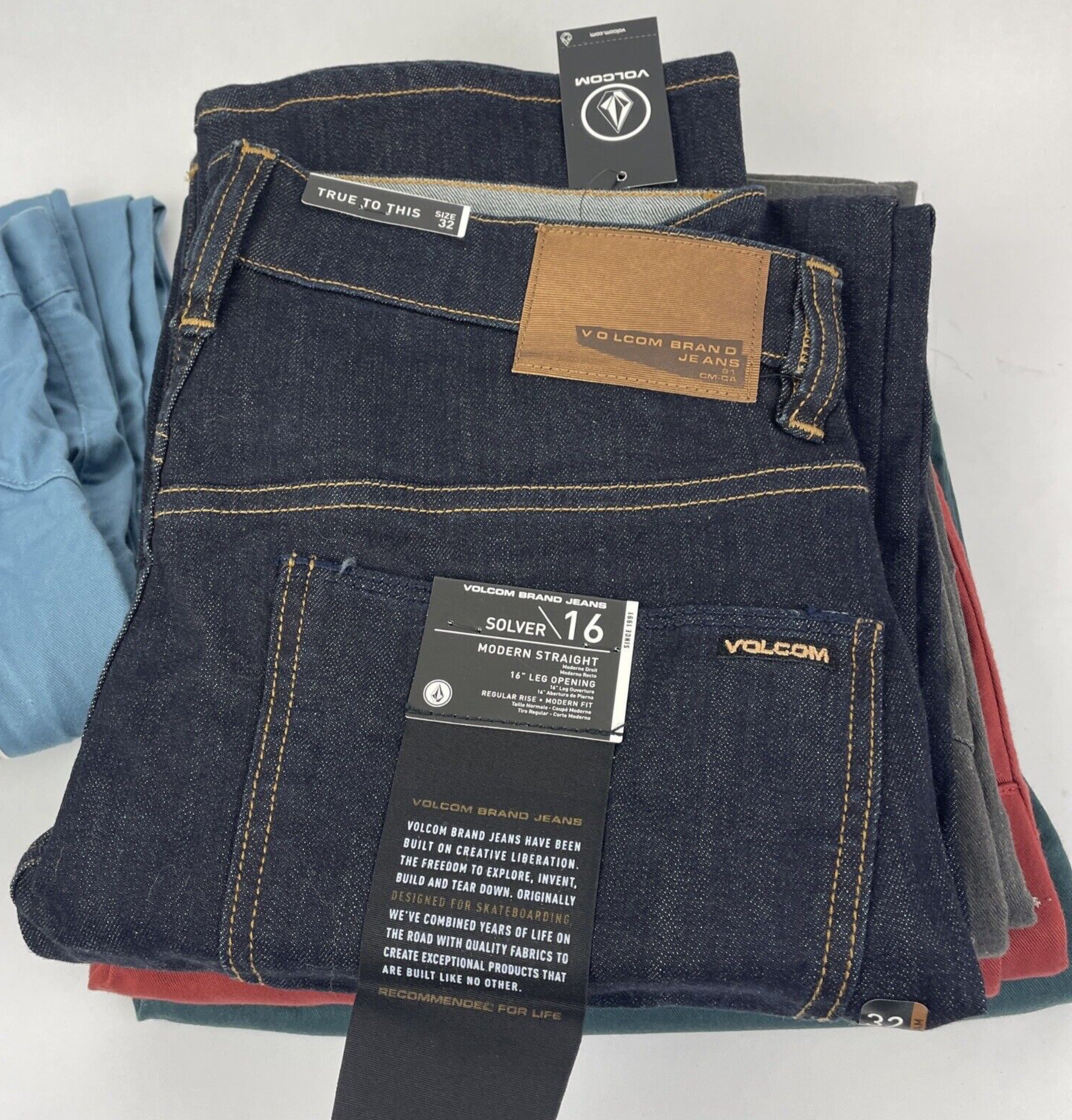 Lot of 5 Volcom Stone Made True To This Friction 16 Size 32x32 Chino Cotton Pant
