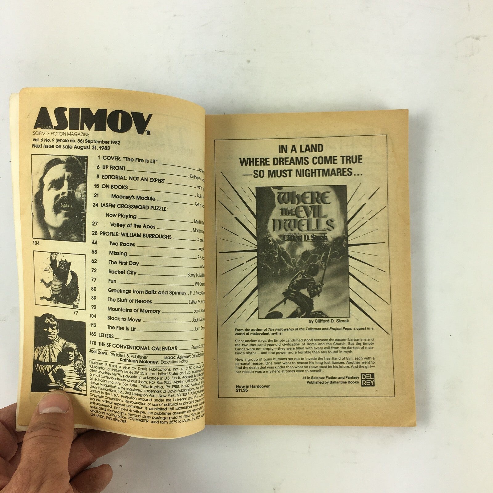 September 1982 Isaac Asimov's ScienceFiction Magazine TheFire is Lit JohnBrunner