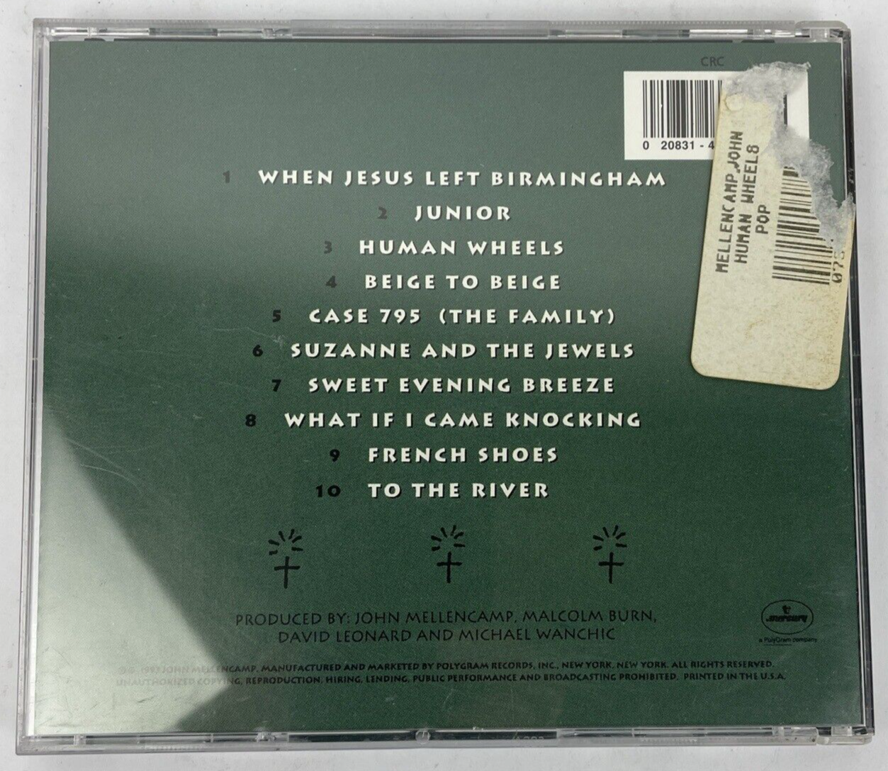 John Mellencamp “Human wheels” (Digital Audio CD) 1993 10 Tracks - VGC