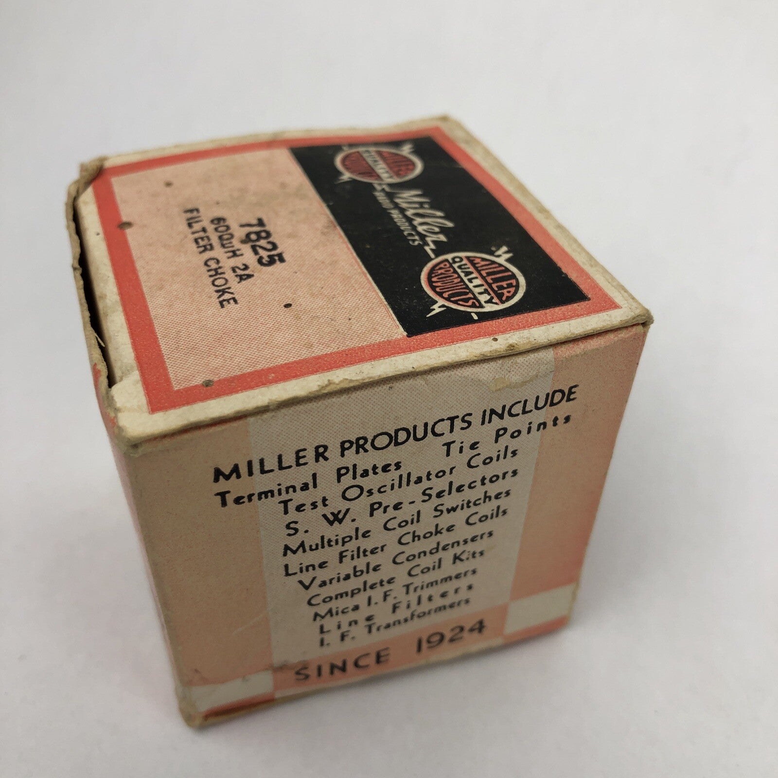 Vintage NOS J.W. Miller Co Quality Products 7825 2 AMP 600UH Filter Choke Coil