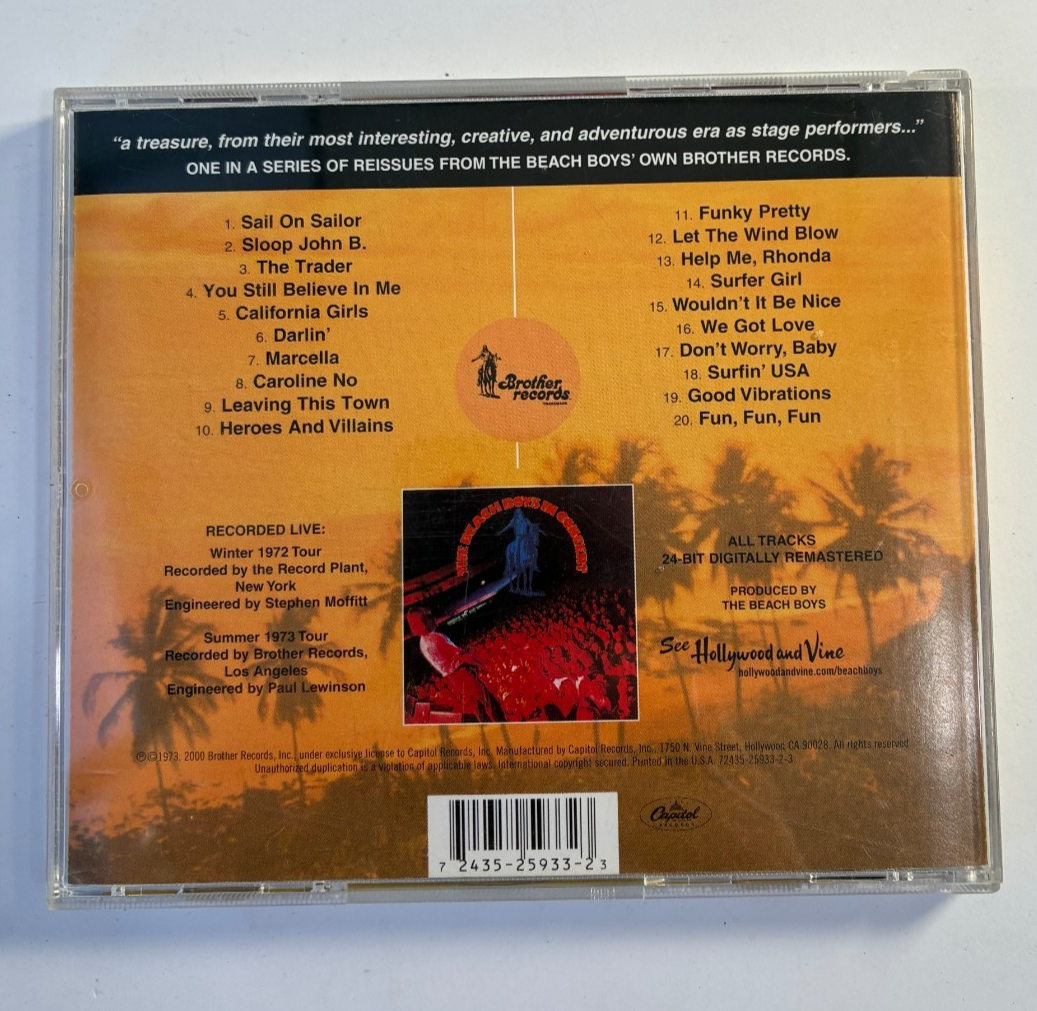 The Beach Boys - In Concert CD 2000 Live 24-Bit Remaster Capitol Records Stereo