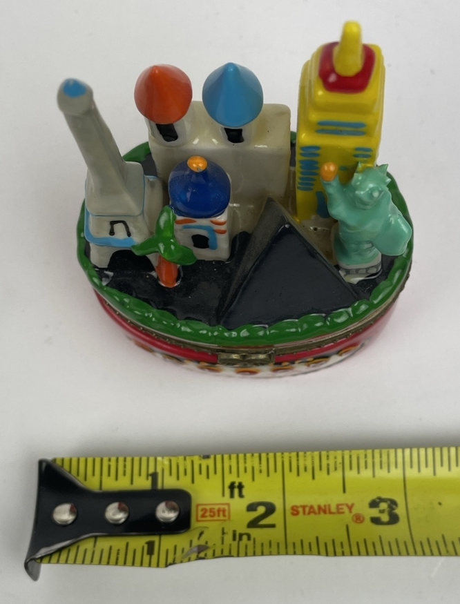 Las Vegas CITY jewelry Trinket BOX Liberty Empire State Hinged Statue Eiffel