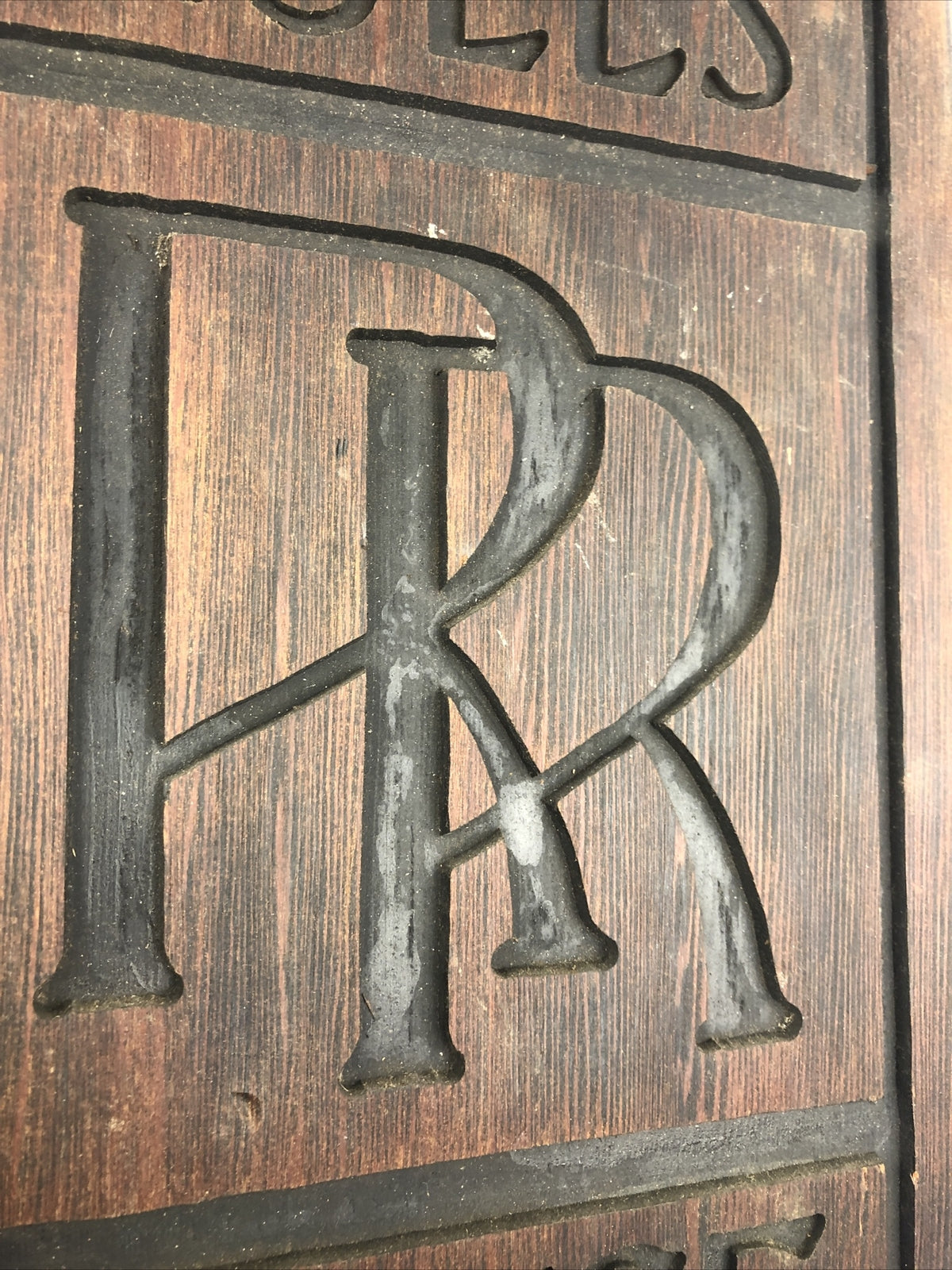 Rolls Royce Automobiles 18" x 9.25" Wood Wooden Garage Man Cave Sign - LOOK