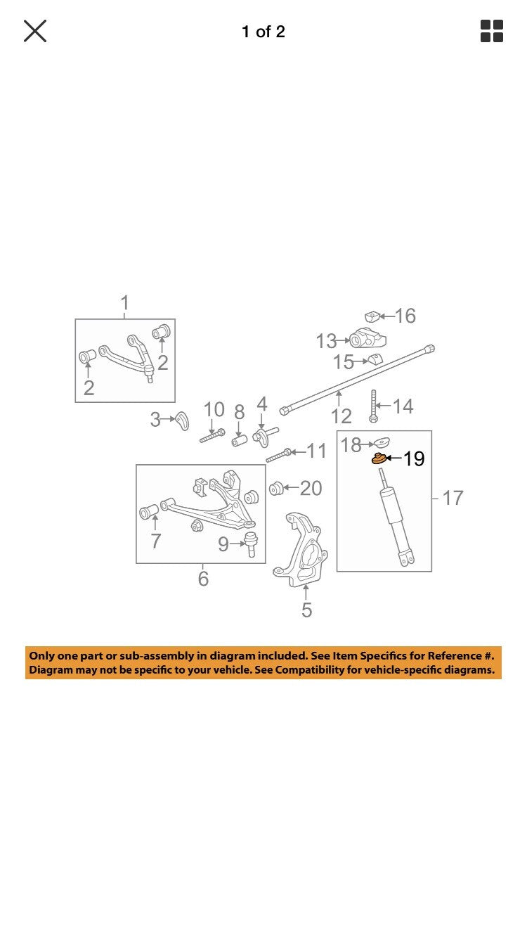 GM 15834275 front shock upper insulator OEM suspension mount cushion for vibration isolation and shock absorber support.