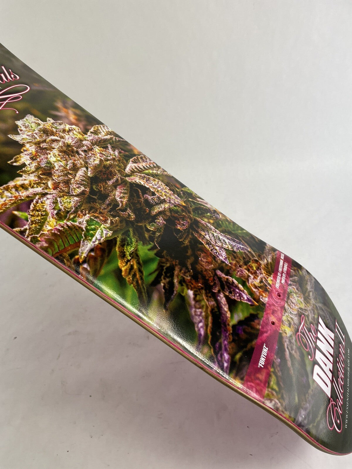 Funyunz Cannabis Week 8.125-inch hard rock maple skateboard deck with grip tape.
