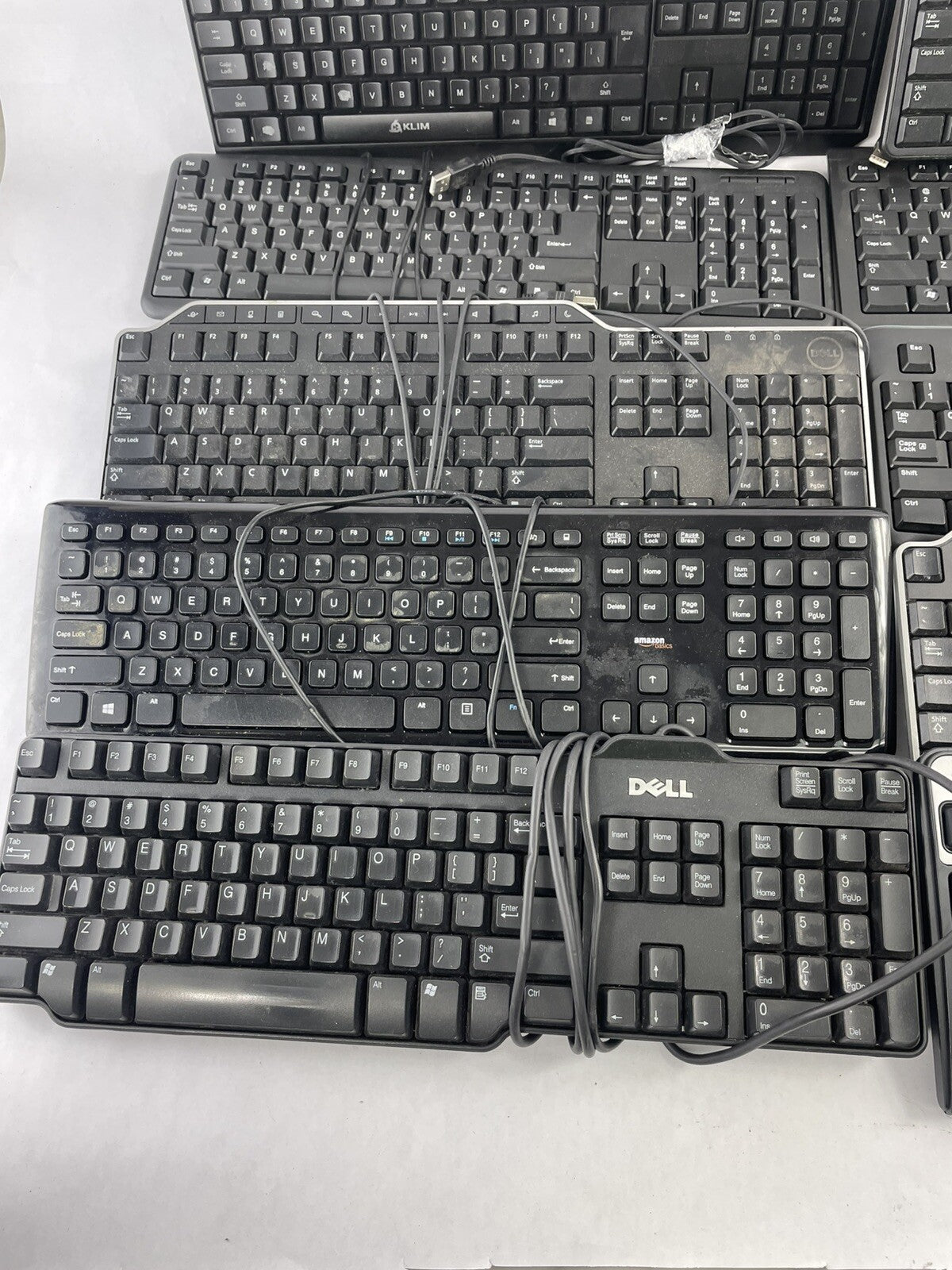 Lot OF 10 - USB Wired Standard Layout Keyboard 104-Key Mixed Random Brand Models