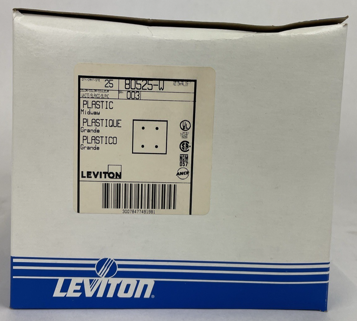 25 Pcs Leviton 80525-W Blank Wallplate 2-Gang Thermoset White Standard Box Mount