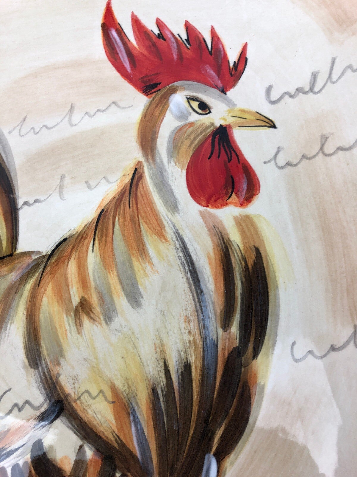 Tabletops Gallery Romalo Rooster 11.25” Sq. Salad Plate Hand Painted Beautiful