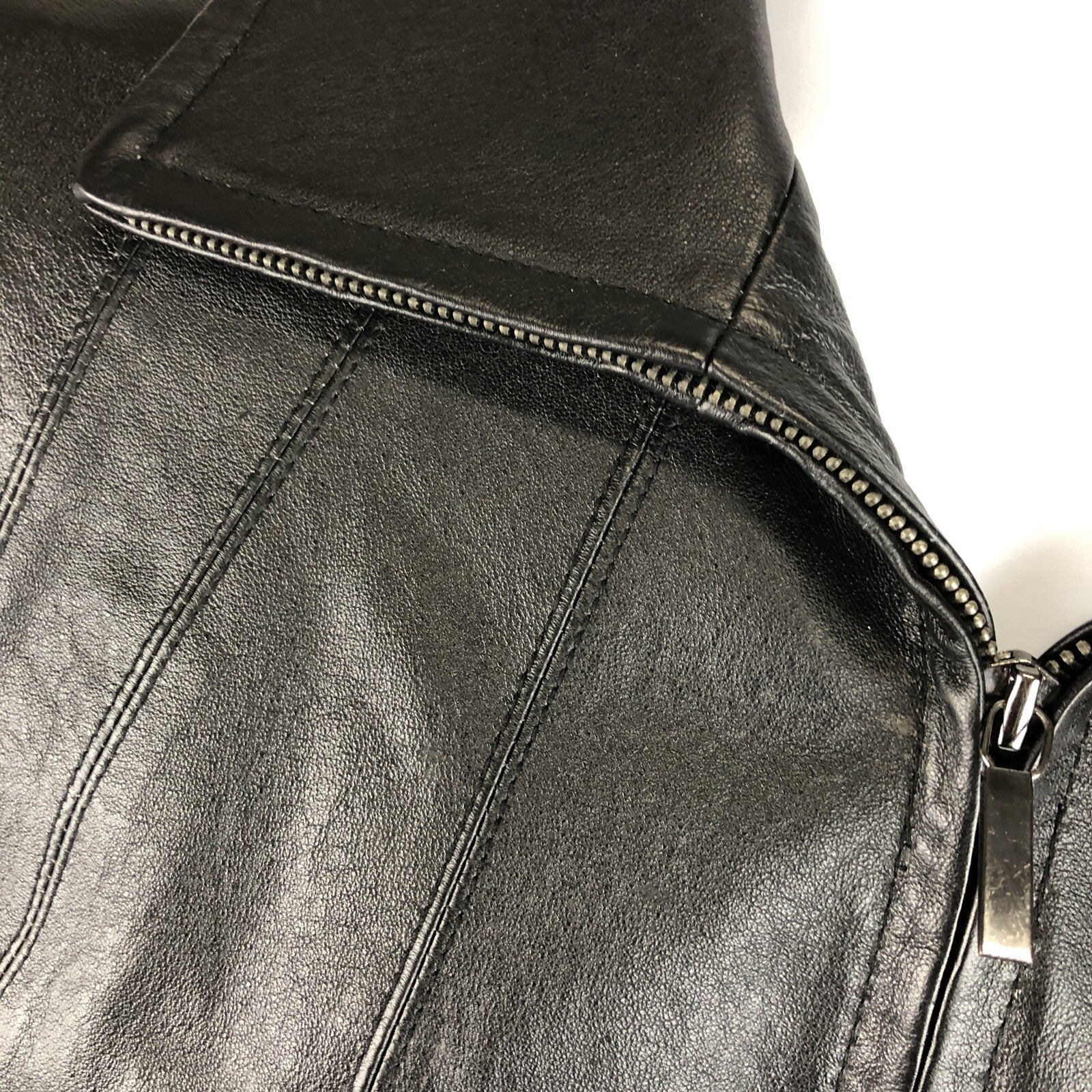 Vintage East 5th Genuine Leather Jacket Women’s XL Black Zip Front Lined Coat