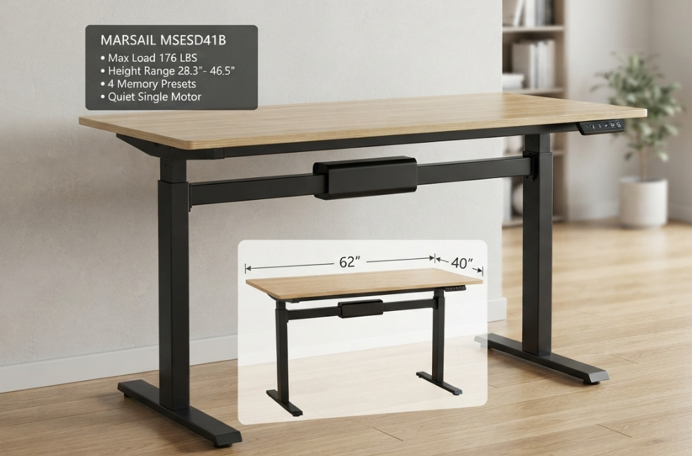 BLACK Electric Stand Up Desk Frame Dual Motor Standing Height Adjustable Control