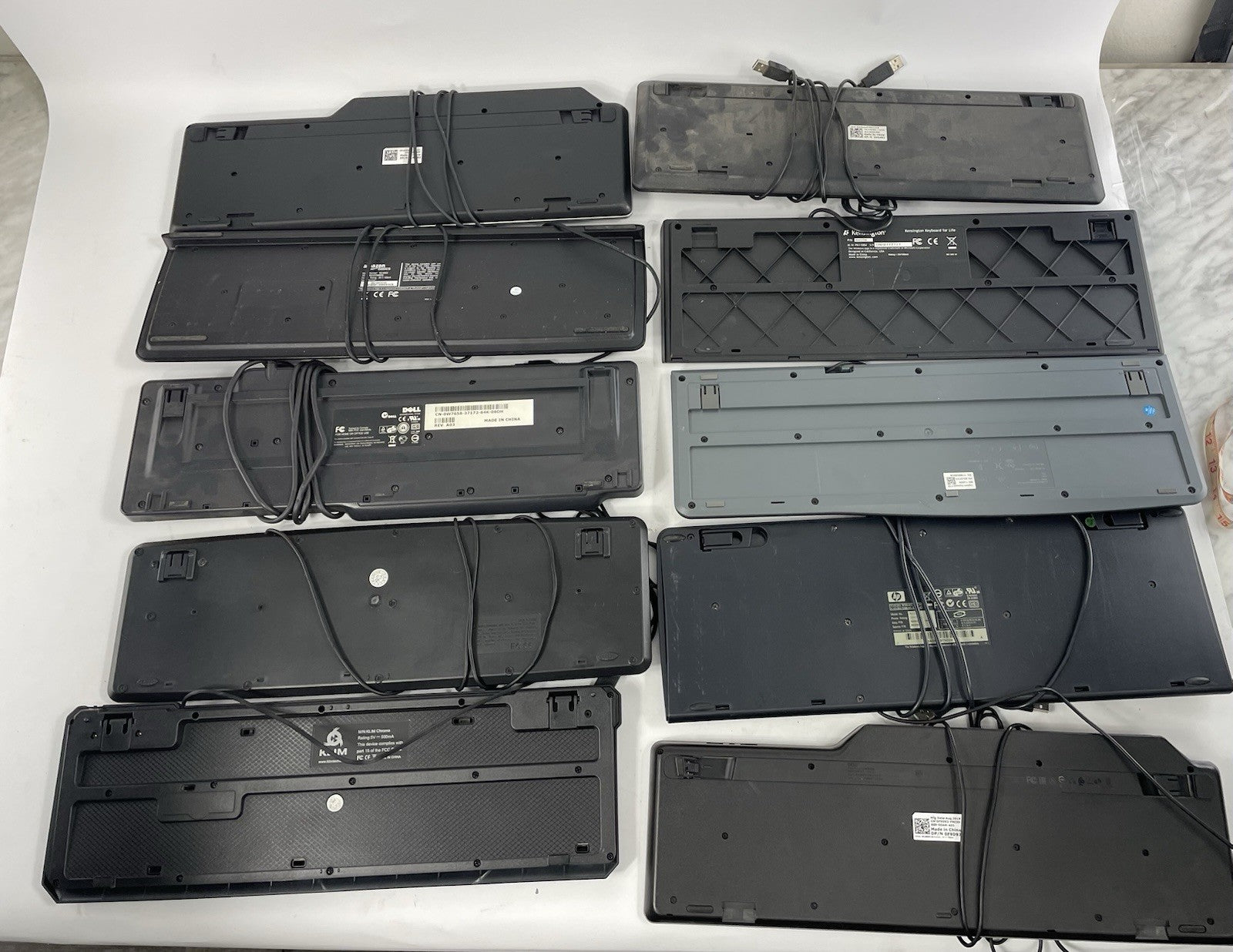 Lot OF 10 - USB Wired Standard Layout Keyboard 104-Key Mixed Random Brand Models