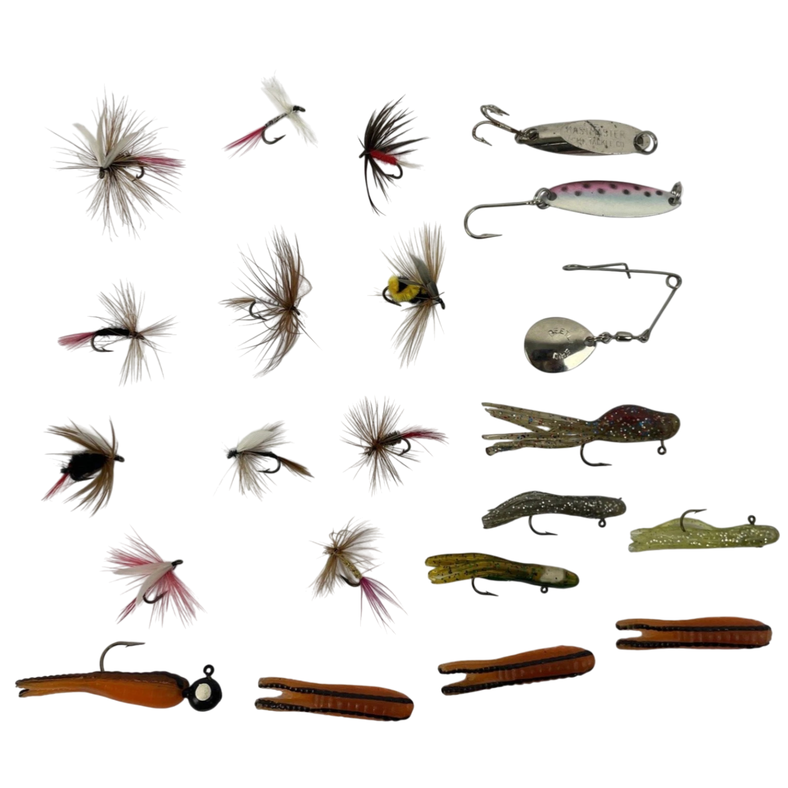 Lot of 19 Vintage Professionally Tied Fishing Flies & Lures Bee Fly Rod Bugs
