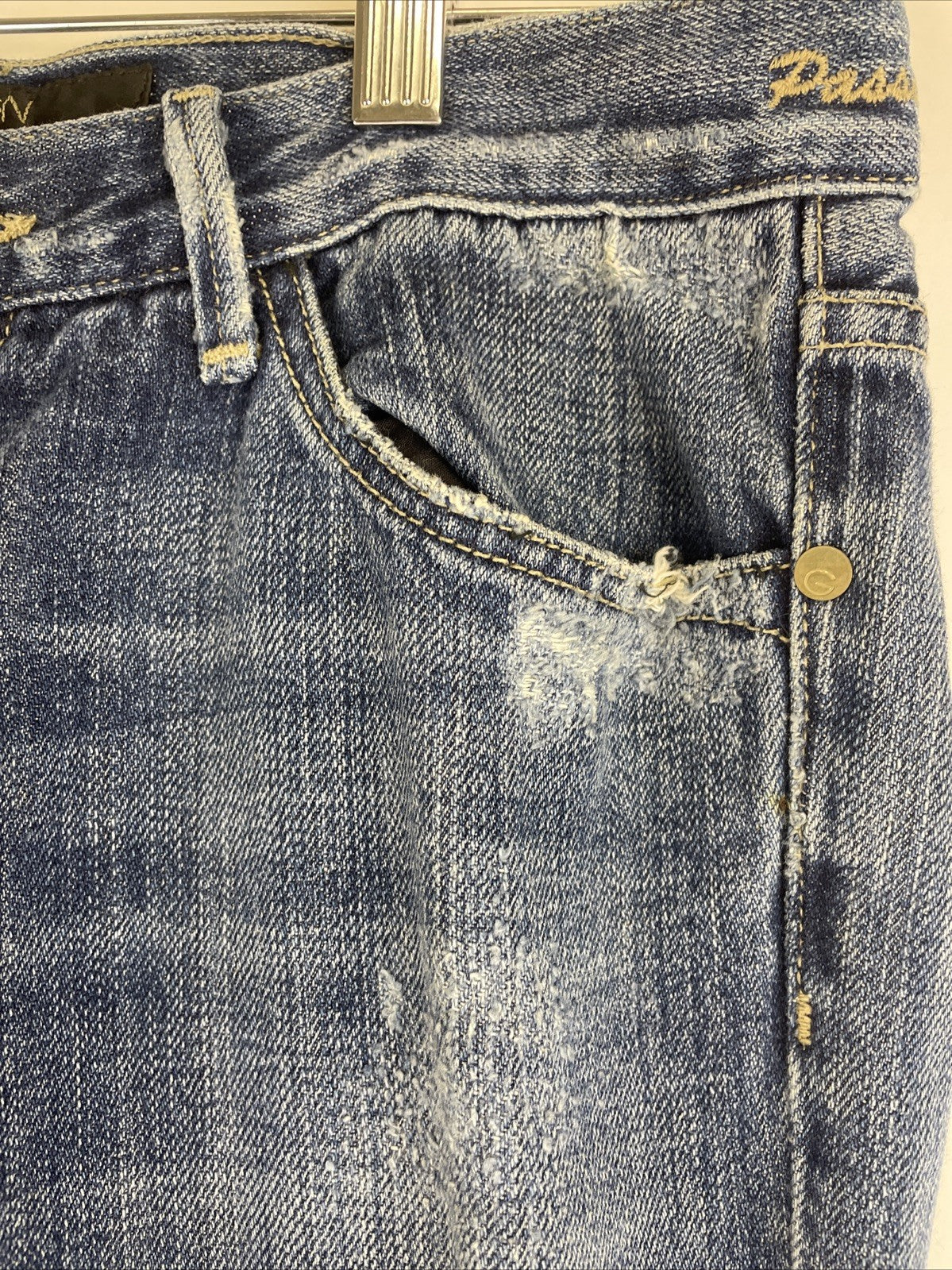 Goldsign Pants Women Sz 26 Blue Denim Jeans Flared Light Wash Low Rise Y2K