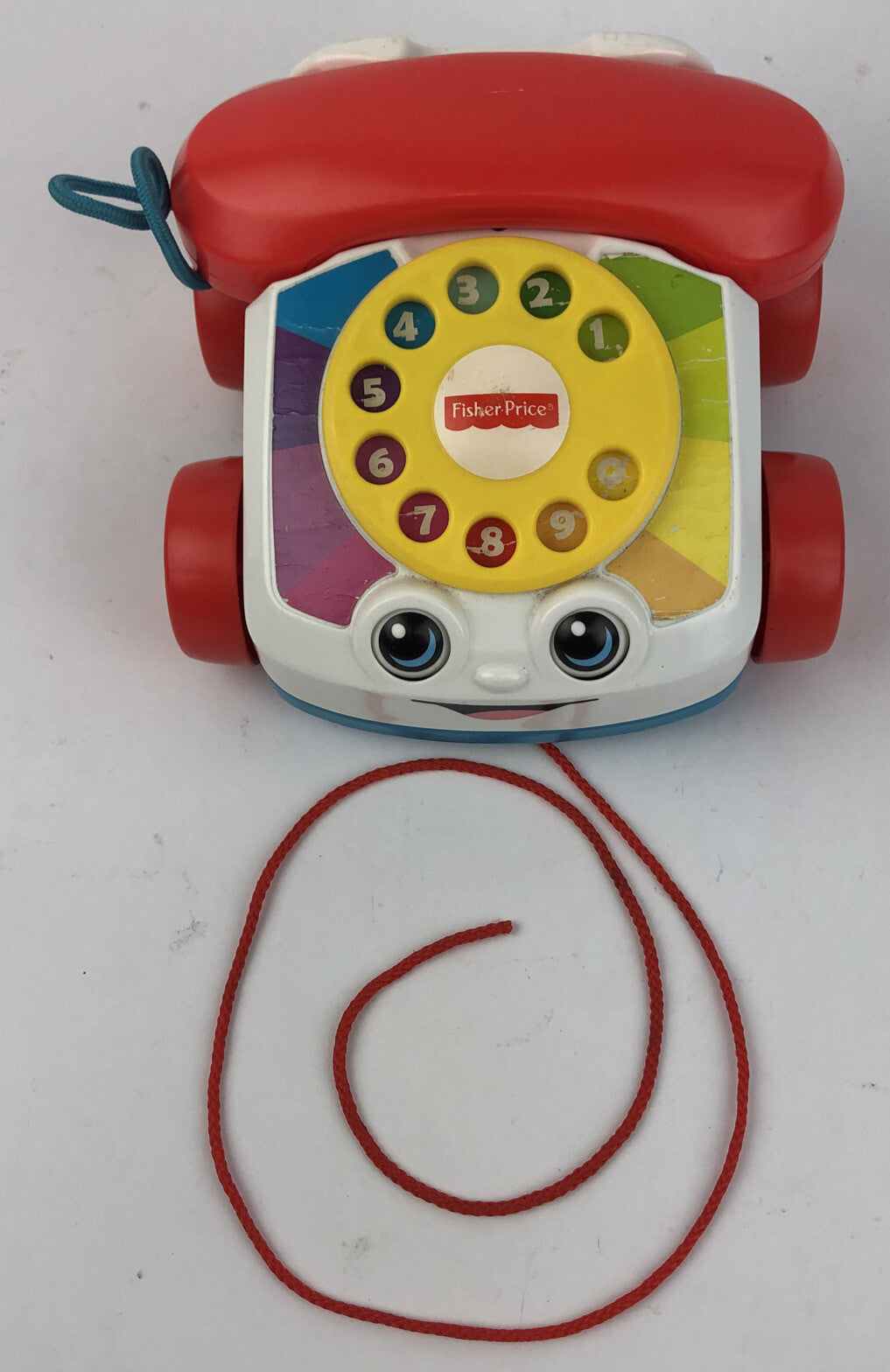 Vintage Fisher Price Pull Along Phone Normal wear Eyes Clacker & Ringer Work