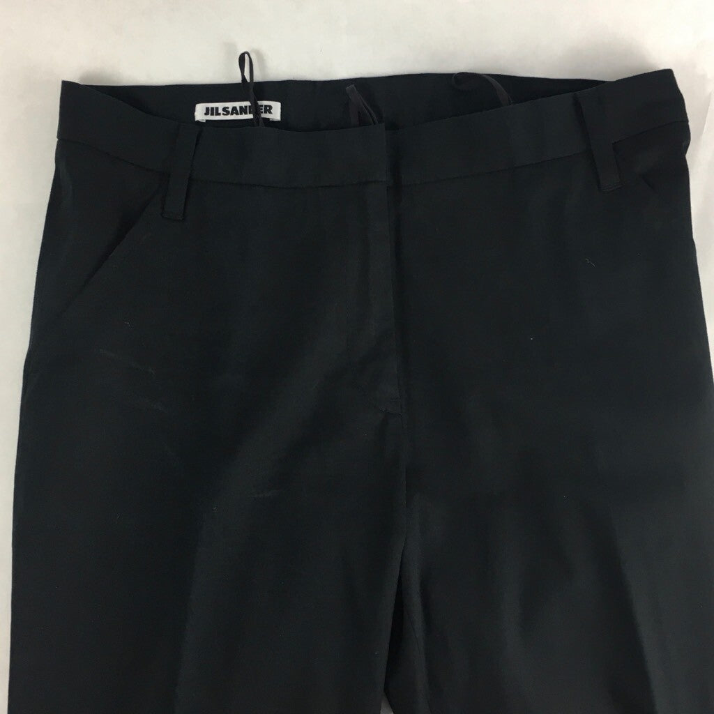 Jil Sander Women Dress Pants Black Zipper Fly Pockets Flat Front Stretch 40 x 31