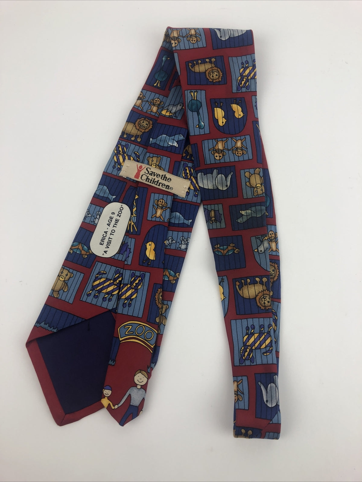 Save The Children A Visit to the Zoo Men's 100% Silk Necktie Multicolor 56"