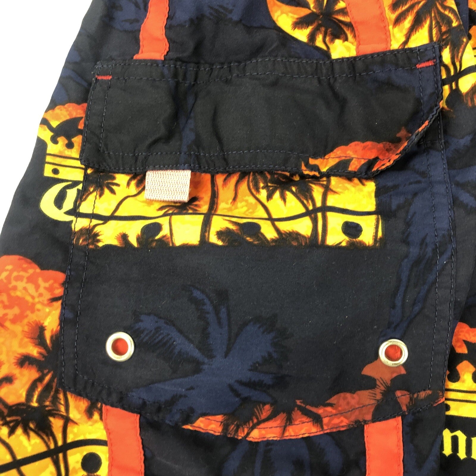 Corona Summer surf Swim Trunks ShortsBlue Palm Tree Graphic Beer Surf -Very Rare