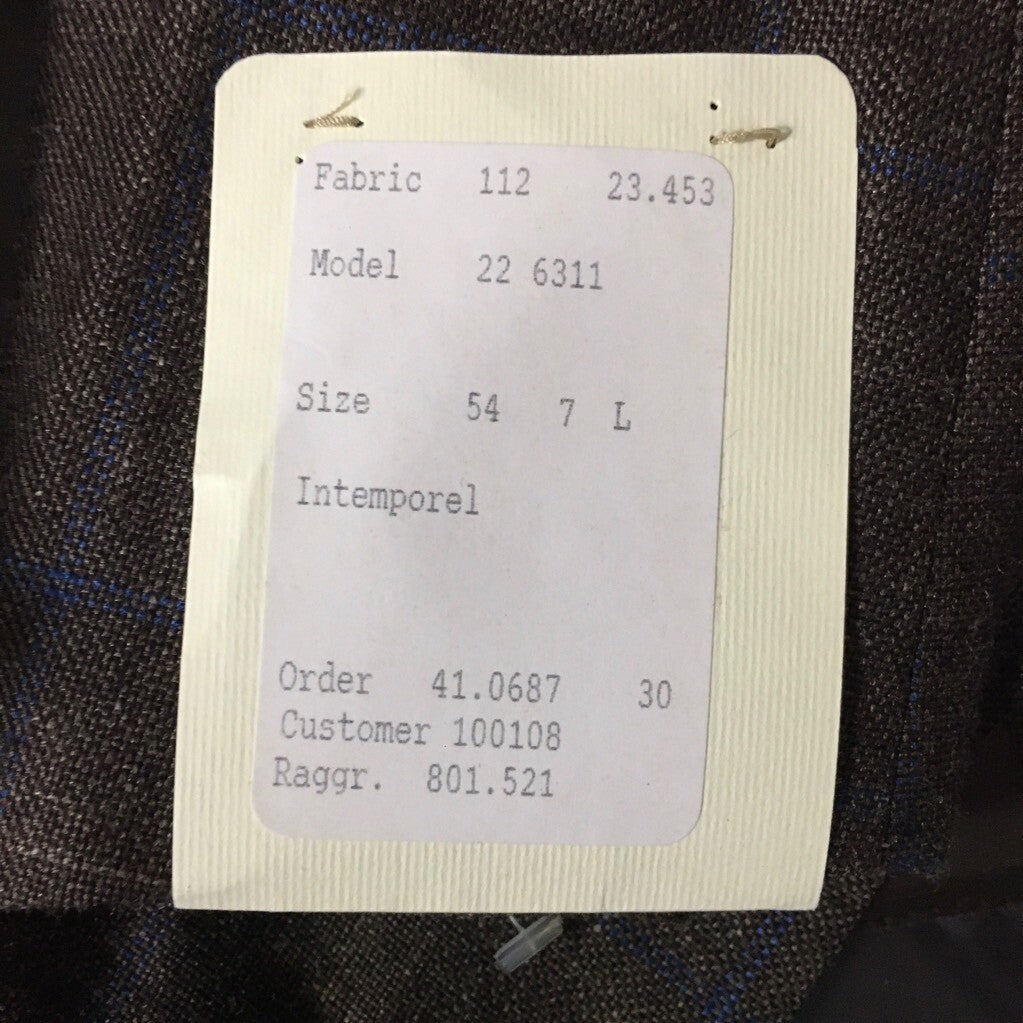 Faconnable Mens Blazer Brown Windowpane Long Sleeves Notch Lapel Lined 54L New
