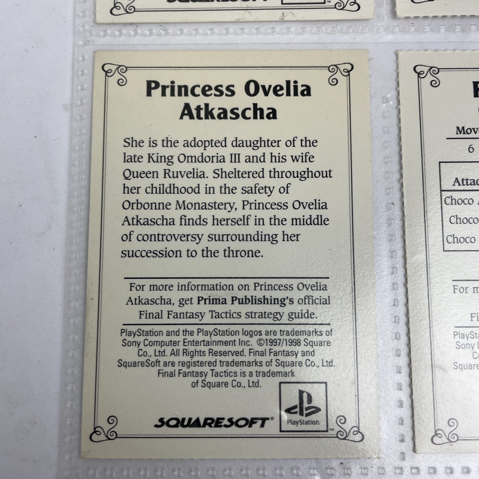 6 x Final Fantasy Tactics Playstation 1 EB Games Squaresoft Promo Trading Cards