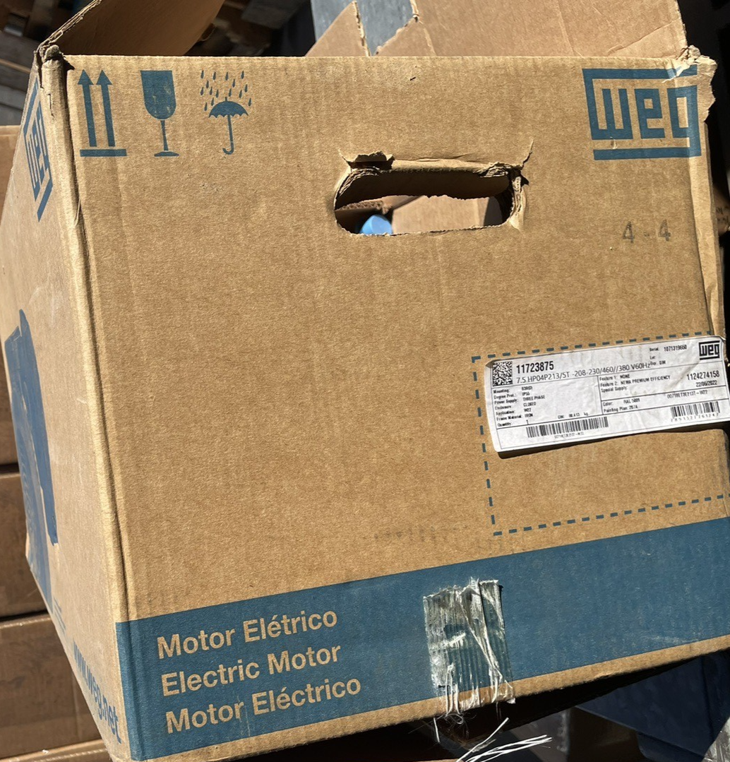 WEG 7.5HP MOTOR HP04P213/5T 230/460 380V 60Hz 3 Phase B3R(d) Mount