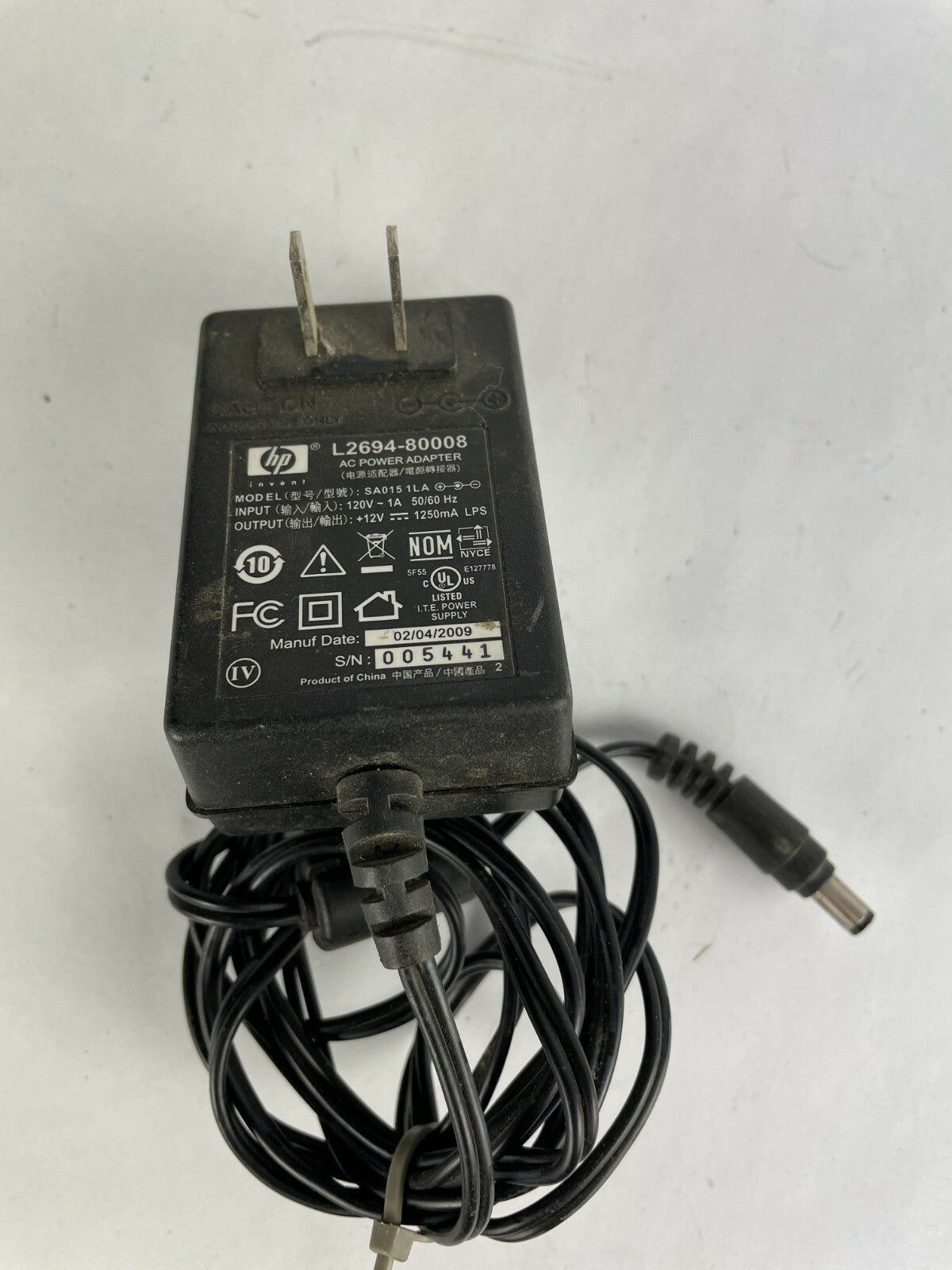Genuine hp SA0151LA AC Adapter Output 12 V 1 A Power Supply Adapter A97