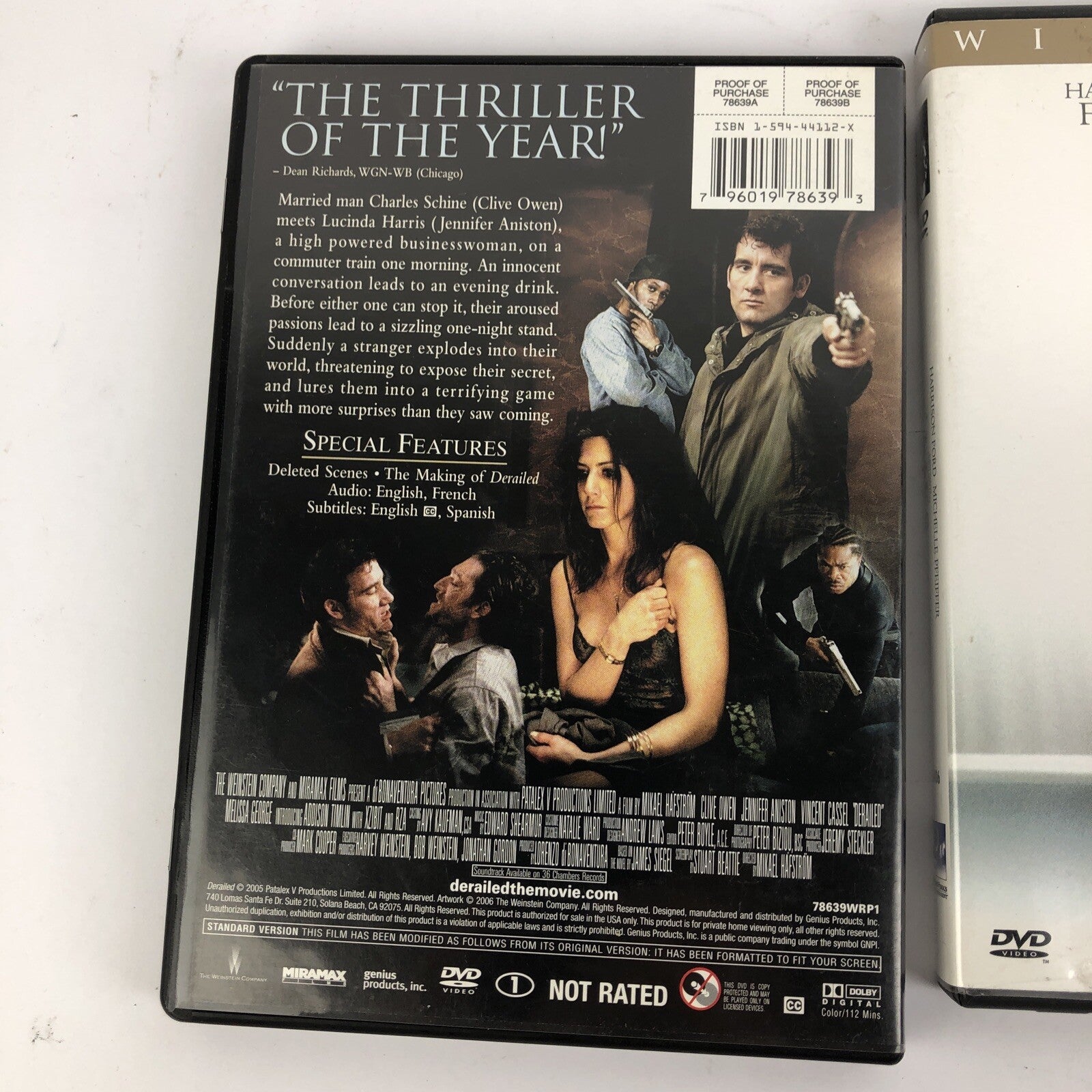 Derailed (DVD) Jennifer Aniston RZA XZIBIT + What Lies Beneath Pfeiffer Ford Lot