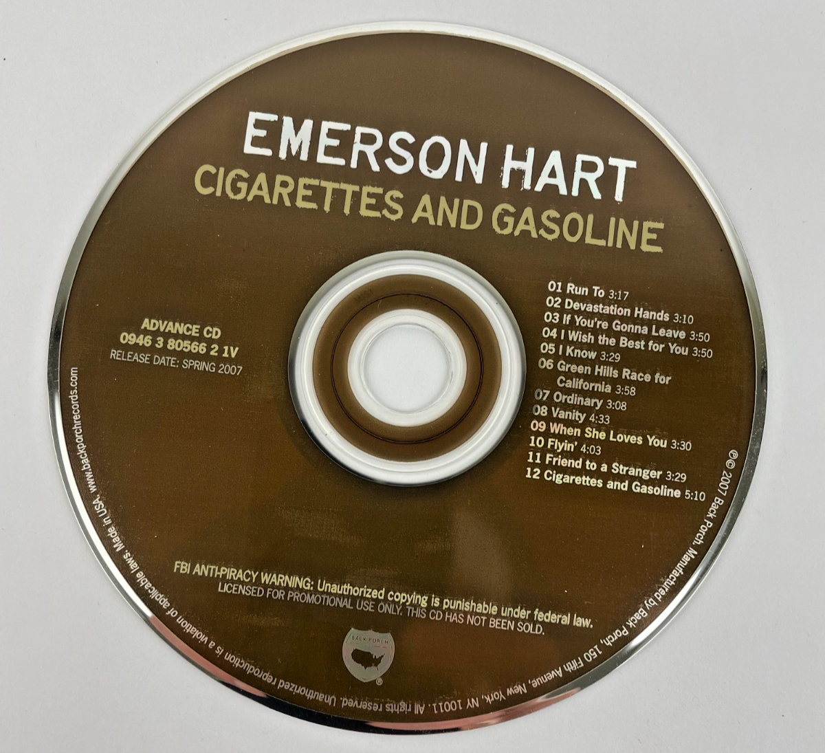Emerson Hart "Cigarettes And Gasoline Digital Audio CD Backporch Records 2007