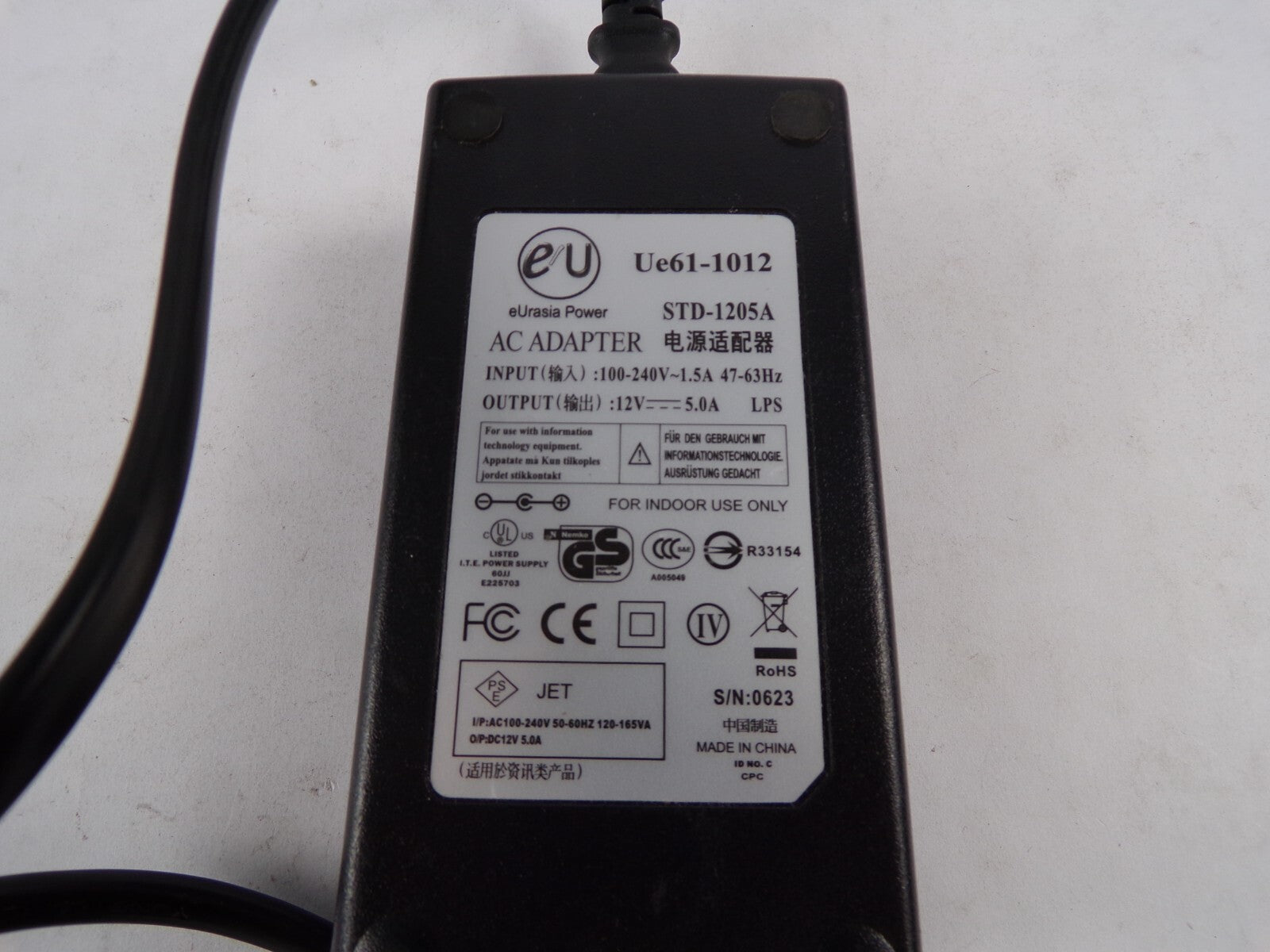 Genuine AC Adapter Model Ue61-1012 Output 12 V 5 A Power Supply Adapter A83