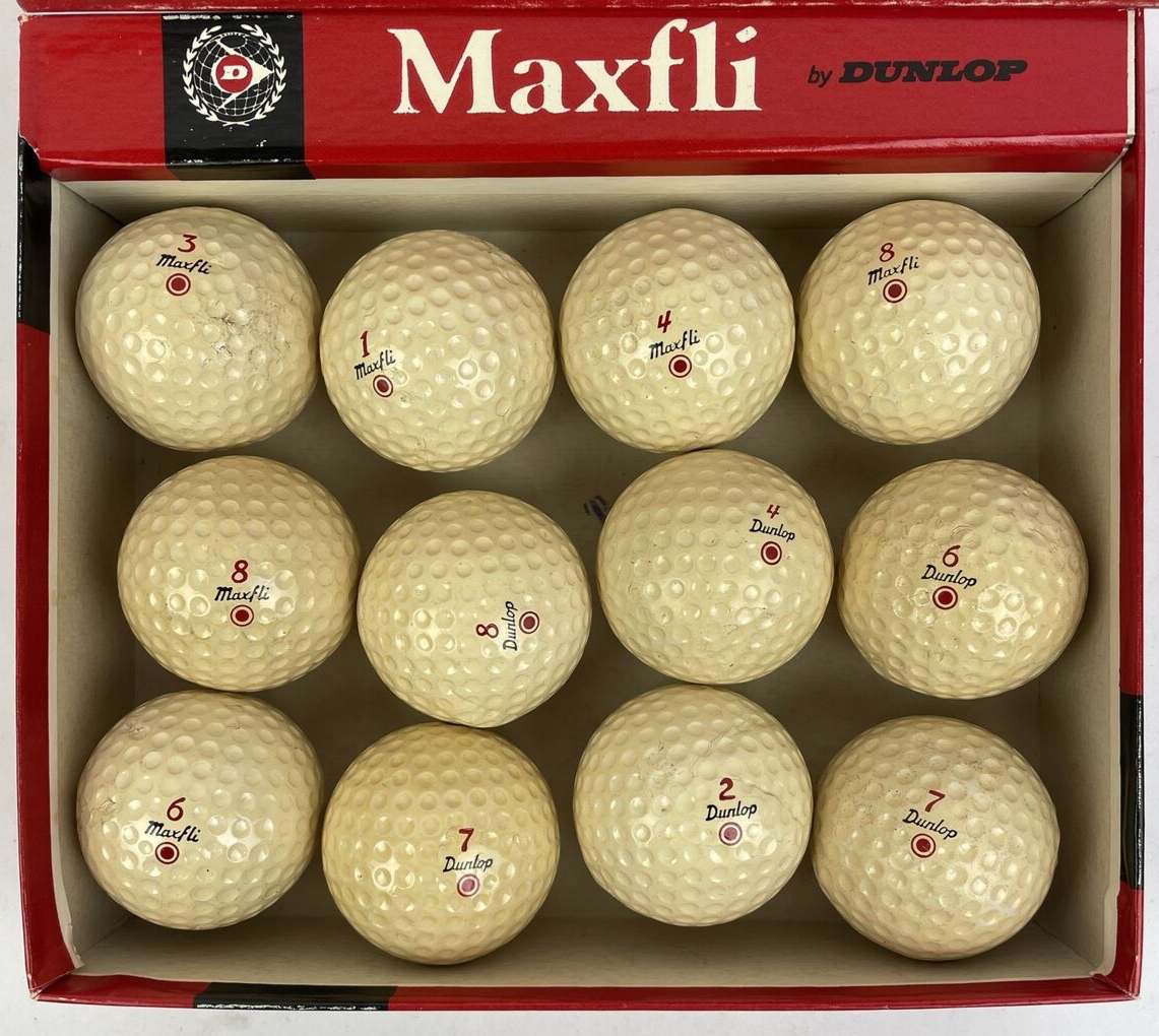 Vintage 1970’s Maxfli by Dunlop Red Golf Balls One dozen with Original Box