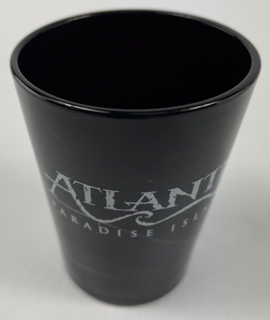 Atlantis Paradise Island Souvenir Shot Glass Black Swirl Glass - LOOK