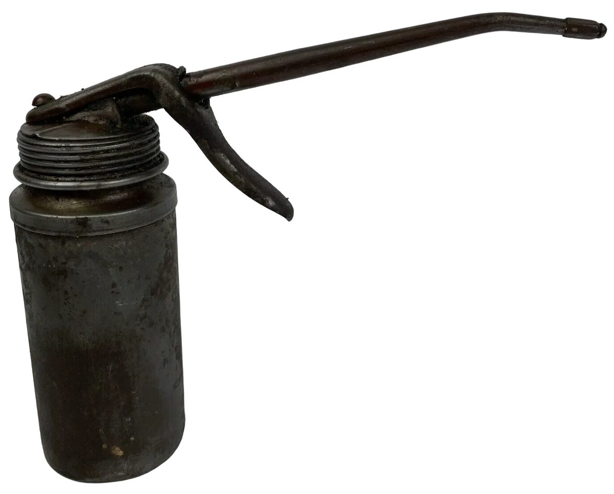 NICE Vintage Craftsman Chrome Trigger Pump Oil Can Oiler USA 6" Tall - LOOK