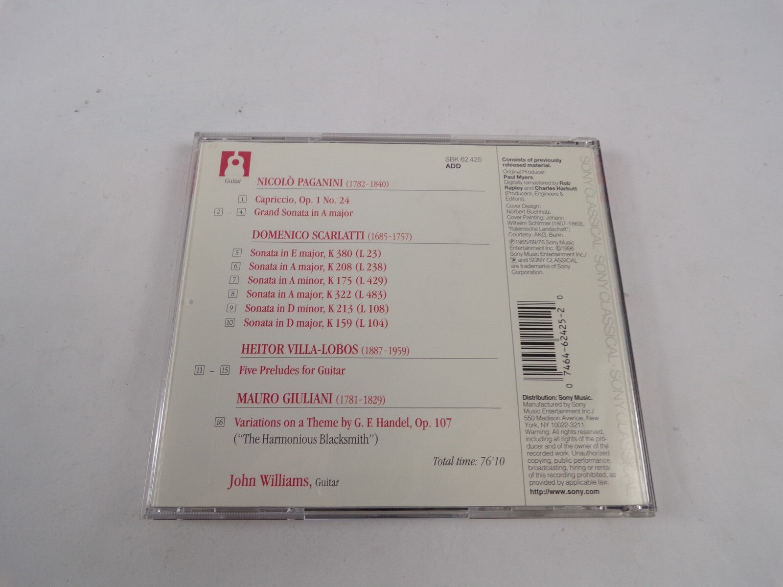 Jobn Williams Guitar Recital Paganini Scarlatti Giuliani and Villa- Lobos CD#44