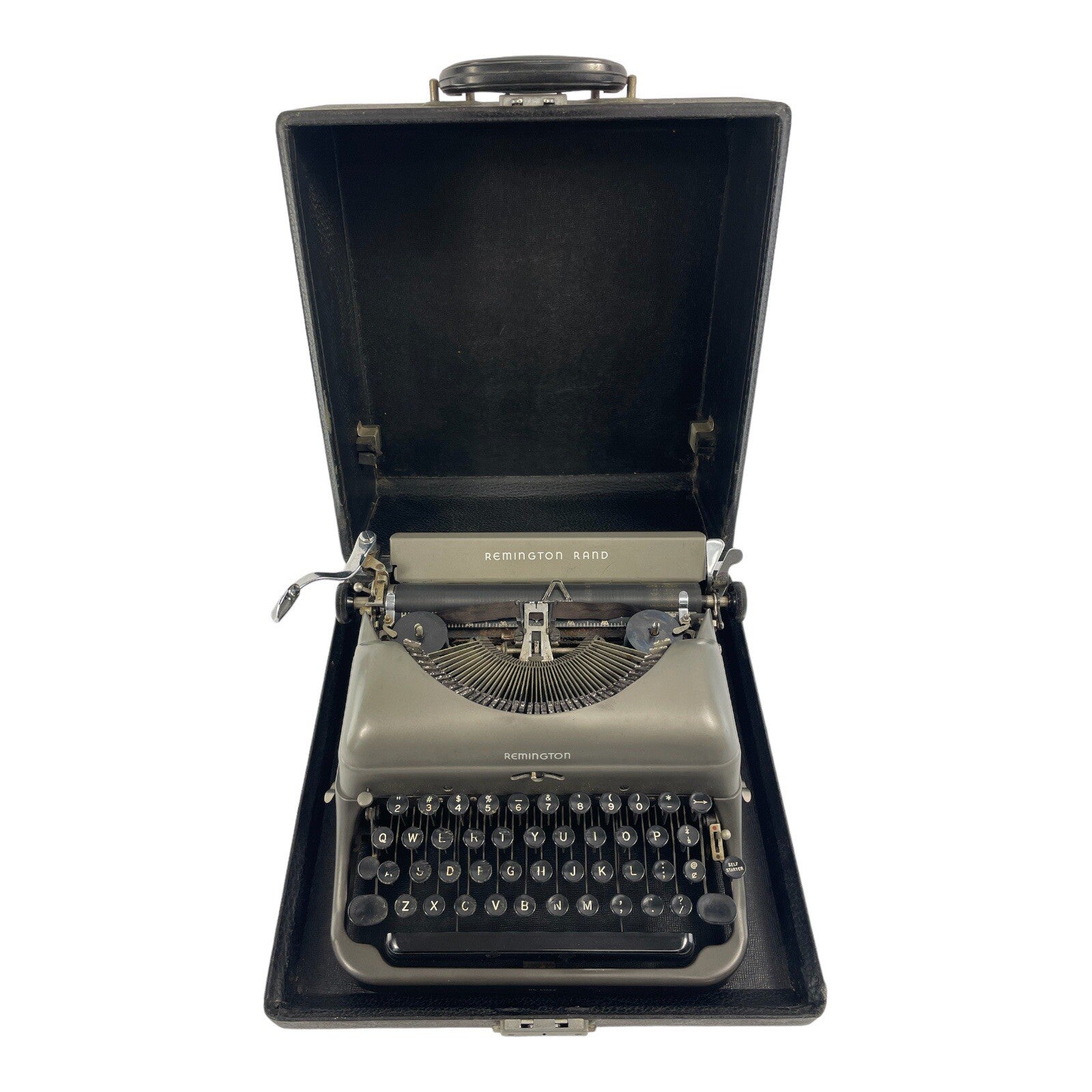Vintage 1948 Remington Rand De Luxe Model Portable Typewriter with case