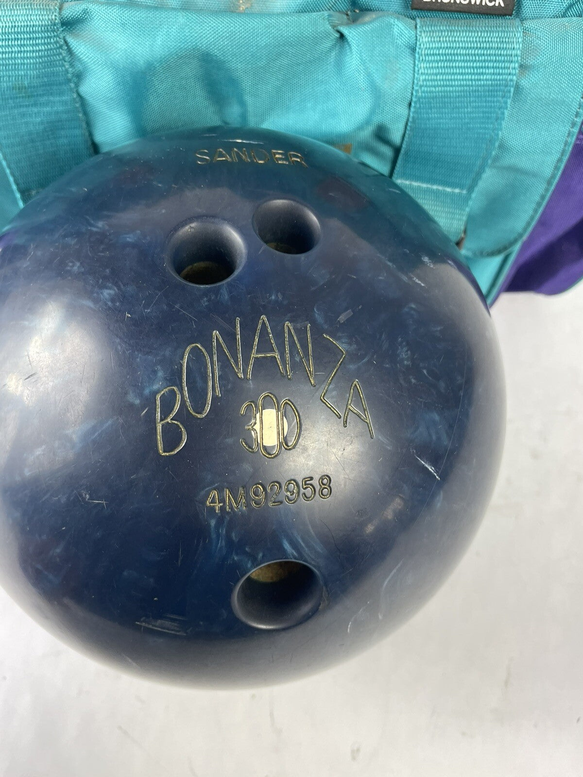 Vintage Bonanza 300 12 LB 4 oz Pound Bowling Ball Blue Free Shipping with Bag