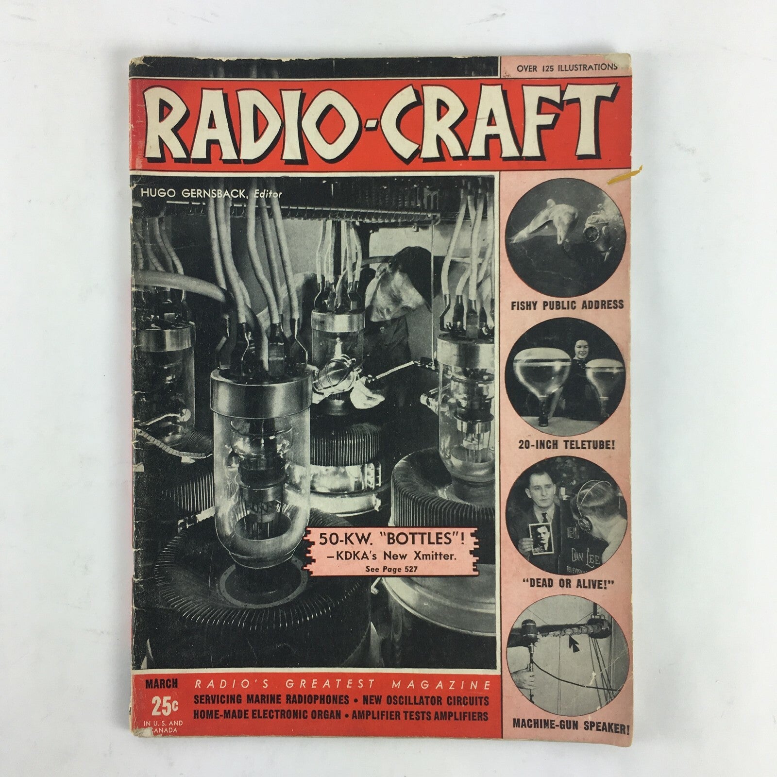 March RadioCraft Popular Electronics Magazine 50-Kw Bottles Fishy Public Address