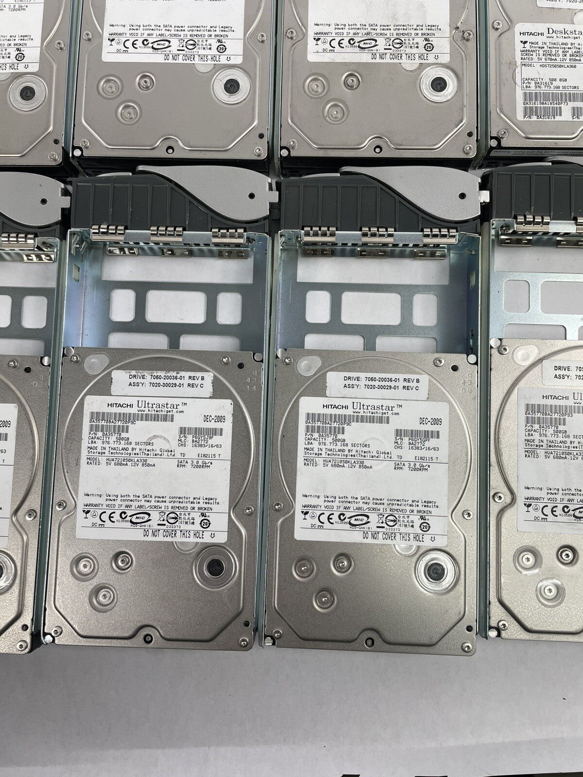 Lot of 15 Hitachi Ultrastar 500GB Desktop HDD 3.5" SATA 7200 RPM 16MB Cache