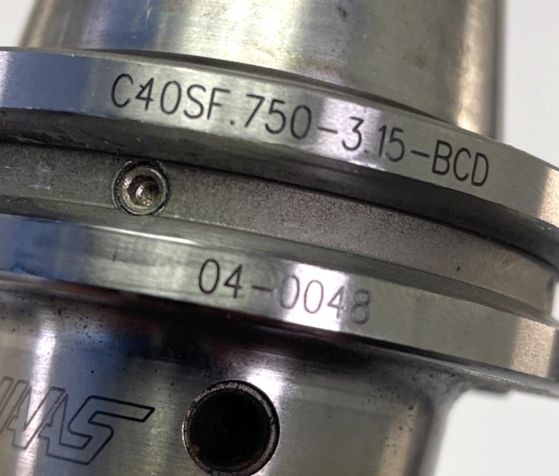 HAAS C40SF .750 x 3.15 Shrink Fit Holder 04-0048 CAT40 25K w 3 Prong End Mill