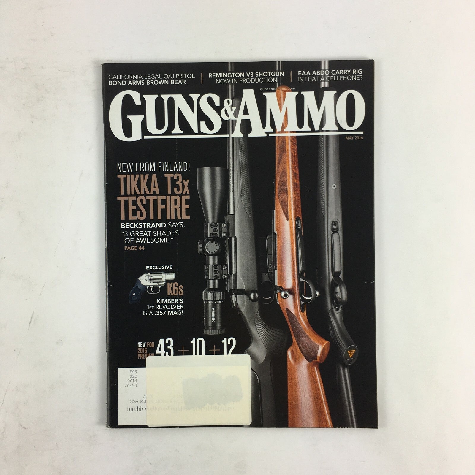 May 2016 Guns & Ammo Magazine Tikka T3x Test Fire K6s Kimber's A.357 Mag!